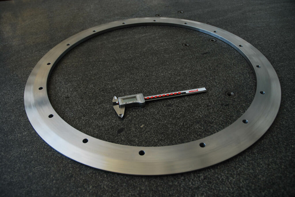 Large ring with precision bores, machined for energy sector application